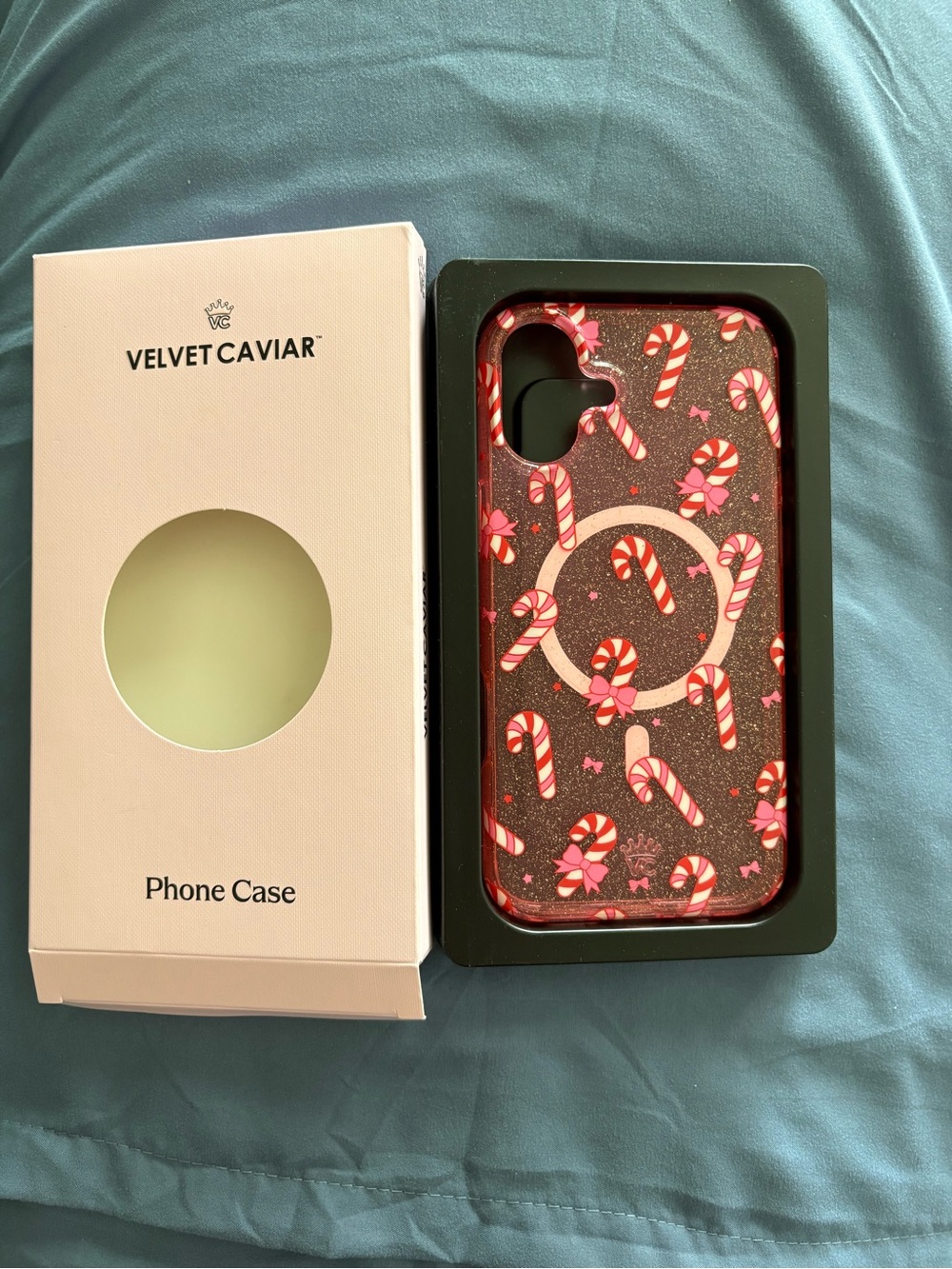 Velvet Caviar Pink Candy Cane Glitter iPhone Case - Picture 2 of 2